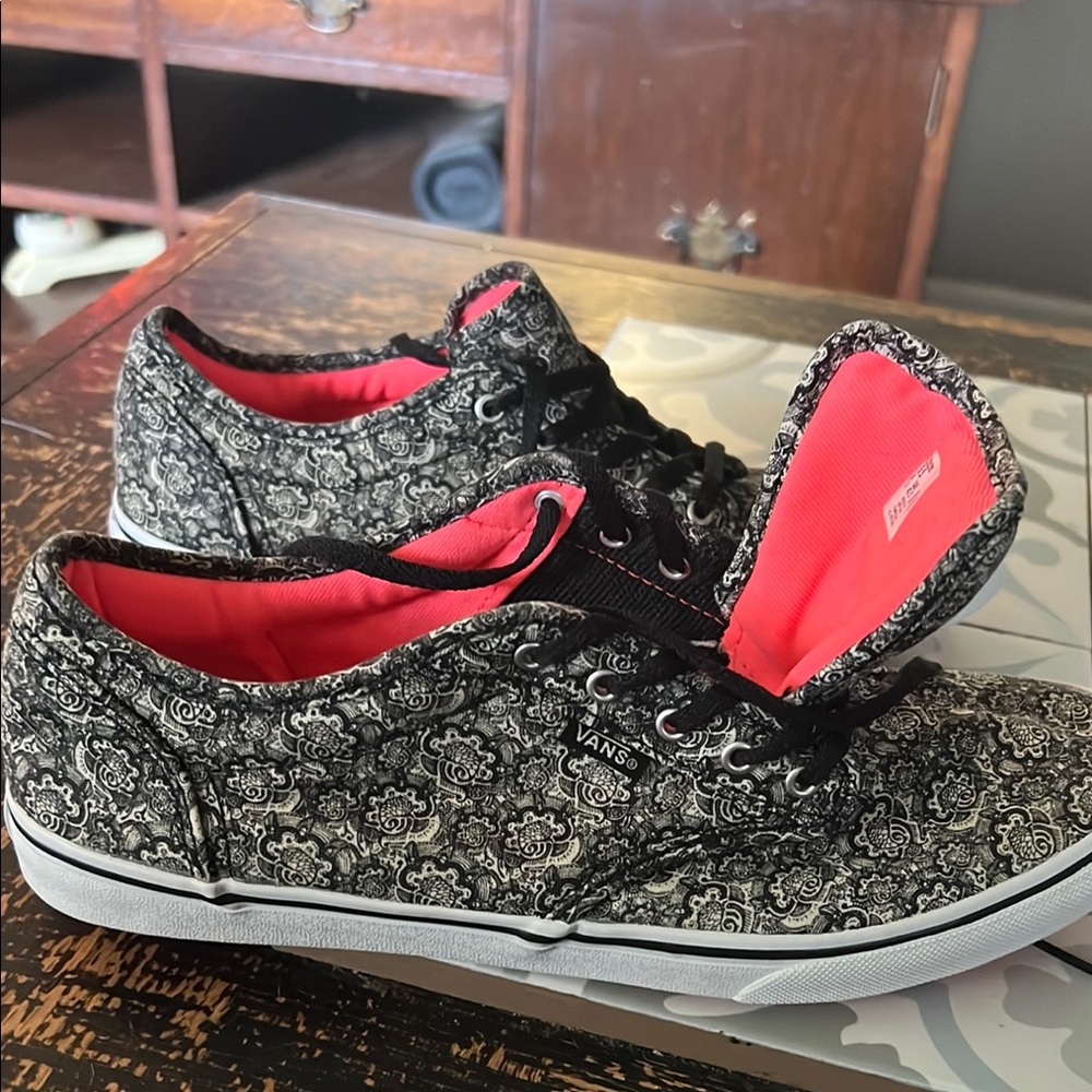 Vans Black and White Athletic Shoes with Speckled Design